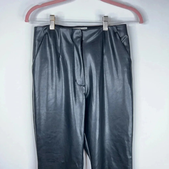 Abercrombie & Fitch Vegan Leather Black Pants Curve Love High Rise Flare Bootcut - Picture 2 of 11